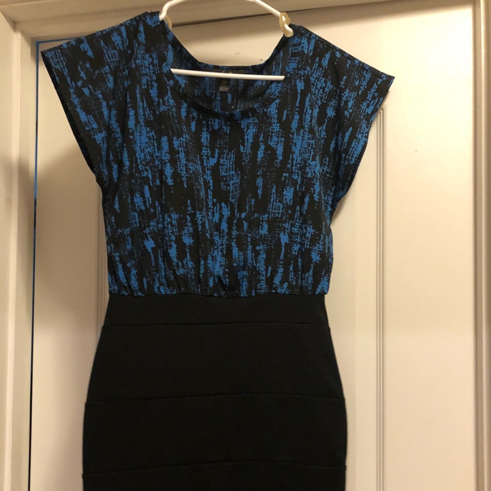 Blue and black dress